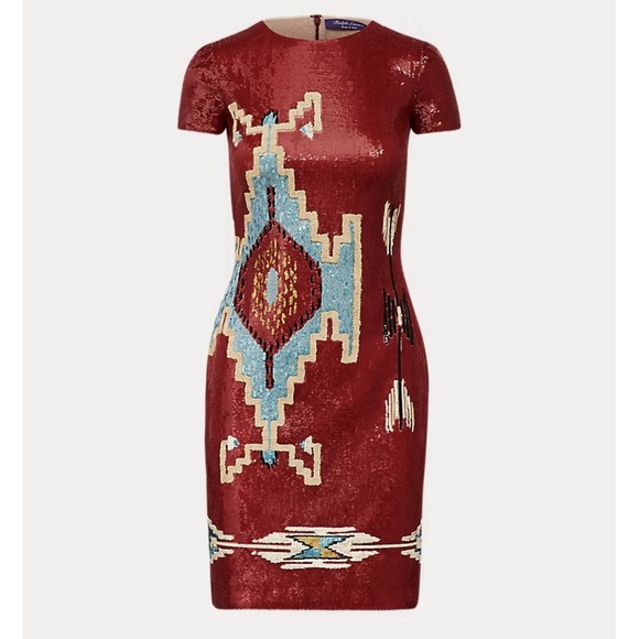 Ralph Lauren Purple Label Dresses & Skirts - Ralph Lauren Purple Label Red Sequin Southwestern Sheath Dress 8 NWT $6700 RARE